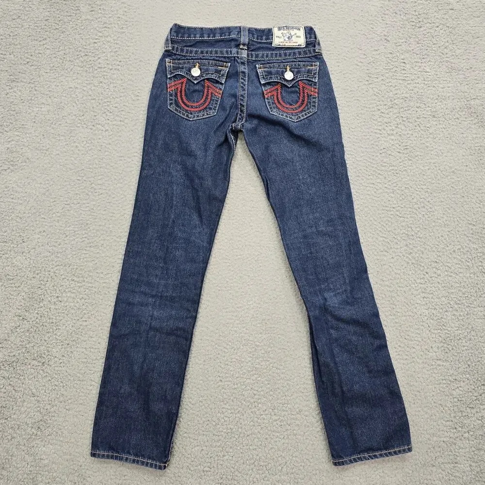 True Religion Girls Jeans Size 12 Blue Denim Bootcut Cotton USA Fabric Kids